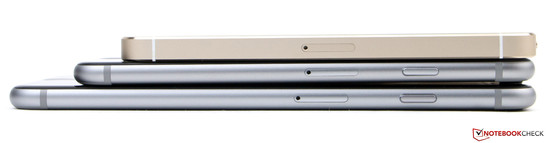 Сверху вниз: iPhone 5S, iPhone 6, iPhone 6 Plus