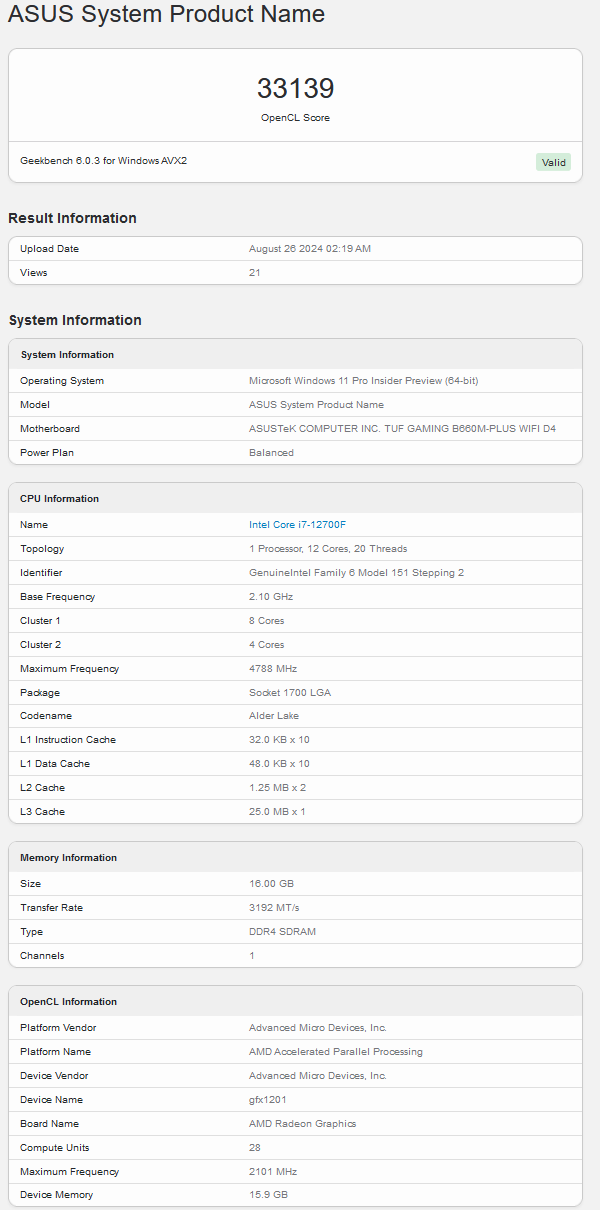 Оценка Navi 48 в Geekbench (источник изображения: Geekbench)