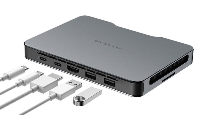 Задняя часть: 1x Thunderbolt 4 (40 Гбит/с), 1x USB4 (40 Гбит/с), 1x HDMI 2.0 (18 Гбит/с), 2x USB-A 3.2 Gen2 (10 Гбит/с) (источник: Khadas)