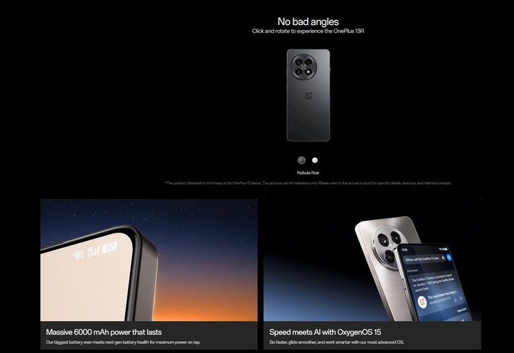 Заявленная емкость аккумулятора OnePlus 13R на официальной тизерной веб-странице (Источник изображения: OnePlus)