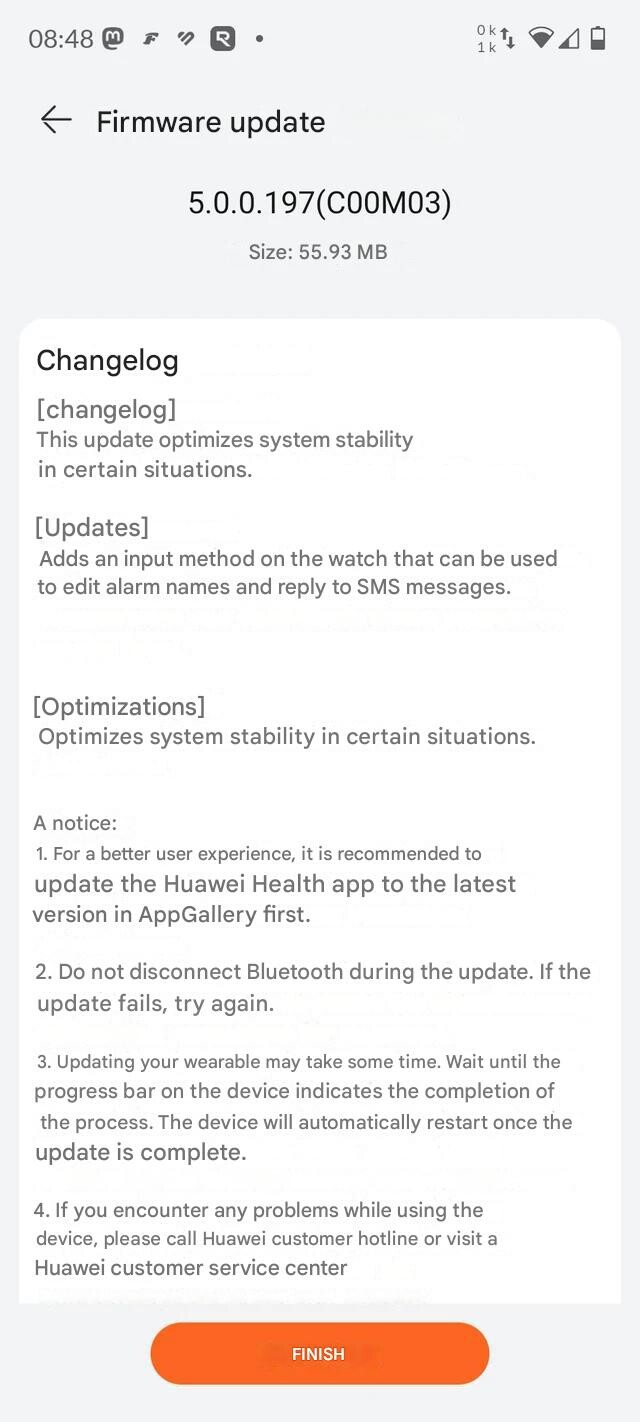 Обновление Huawei Watch D2 5.0.0.197. (Источник изображения: u/Kubiac6666 на Reddit, переведено с помощью Google Translate)