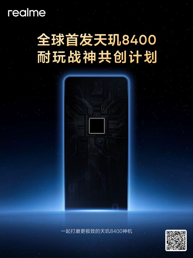 Первый тизер первого Dimensity 8400 от Realme. (Источник: Realme через Weibo)