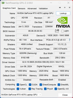 GPU-Z Nvidia GeForce RTX 4070