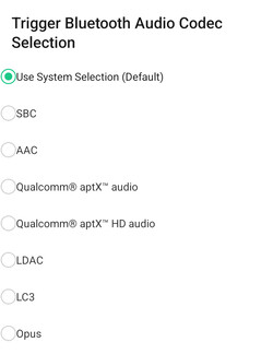 Доступные аудиокодеки Bluetooth