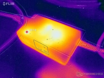 Адаптер переменного тока достигает более 31 C под нагрузкой