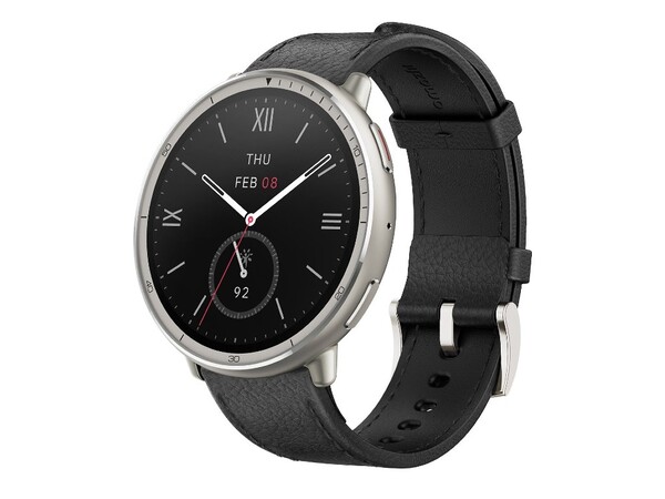 Amazfit Active 2 Premium Edition имеет защиту из сапфирового стекла и кожаный ремешок. (Источник изображения: Amazfit)