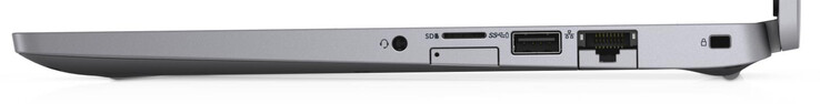 Справа: Аудио 3.5 мм, SIM, micro-SD, USB 3.2 Gen 1, RJ-45 Ethernet 10/100/1000, вырез под замок безопасности