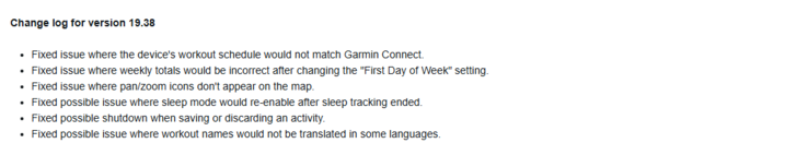 Журнал изменений бета-версии 19.38 для Garmin Fenix 7 и связанных с ним смарт-часов. (Источник изображения: Garmin)