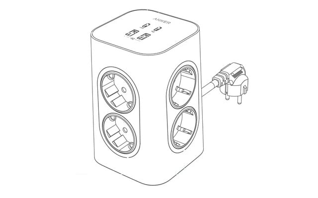 Эскиз готовящегося к выпуску устройства Anker 12-in-1 20W Power Strip. (Источник изображения: Anker)