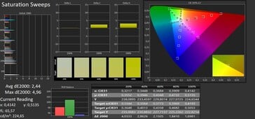 Color saturation (target color space: sRGB; profile: white balance, warm)