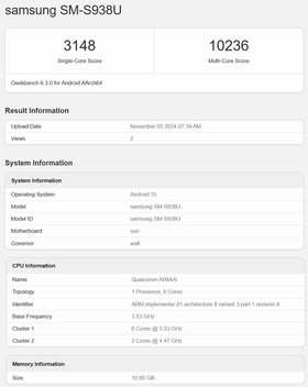 Snapdragon 8 Elite для процессора Galaxy Geekbench (источник изображения: Geekbench)