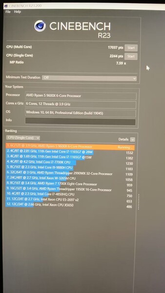 Оценка AMD Ryzen 5 9600X в Cinebench R24 (источник изображения: HXL on X)