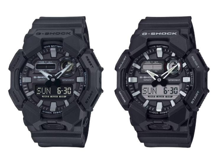 Часы Casio G-Shock GA-010-1A1JF (слева) в сравнении с часами Casio G-Shock GA-010-1A (справа). (Источник изображения: Casio)