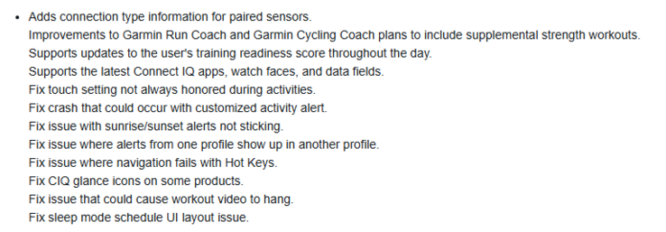 Журнал изменений для бета-версии 22.12 для различных смарт-часов Garmin Forerunner. (Источник изображения: Garmin)