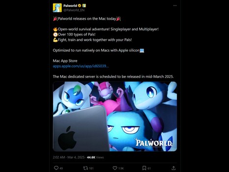 Анонс Palworld для Mac X (Официальный аккаунт Palworld X)