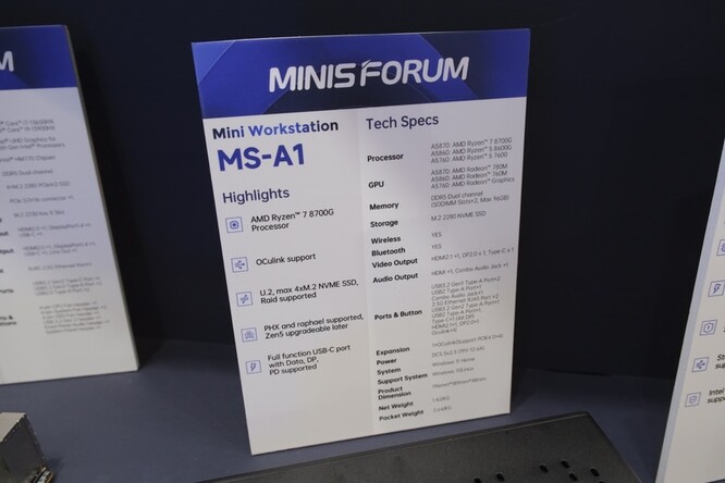 MS-A1 обладает впечатляющими характеристиками, среди которых выделяется наличие порта OCuLink и до 96 Гб памяти. (Источник: PC Watch)