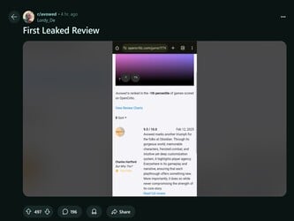 Сообщение Reddit об утечке обзора Avowed (Источник изображения: Avowed subreddit)