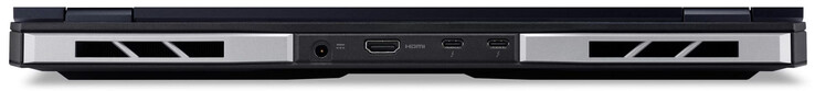 Задняя сторона: разъем питания, HDMI 2.1, 2x Thunderbolt 4 (USB-C; Power Delivery, DisplayPort)