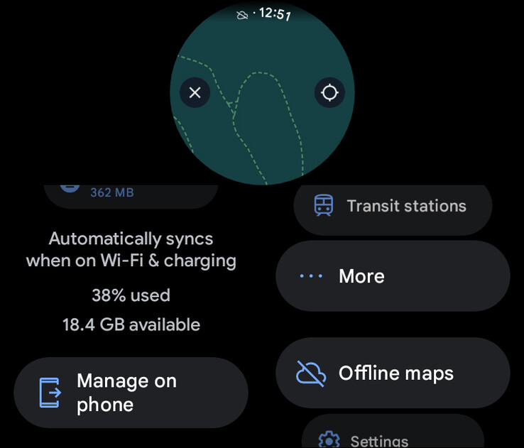 Функция автономной карты в Google Maps для Wear OS beta 11.140.0701.W (Источник изображения: 9to5Google)