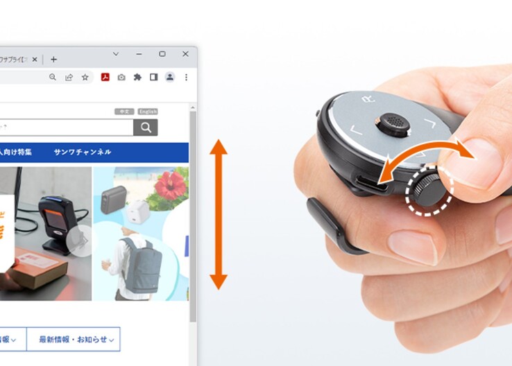 Мышь Sanwa Finger Mouse оснащена заводным колесиком, которое можно вращать для прокрутки веб-страниц. (Источник изображения: Sanwa Supply)