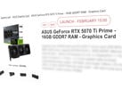 RTX 5070 Ti получил предварительную дату выхода в новой утечке от розничного продавца из ЕС