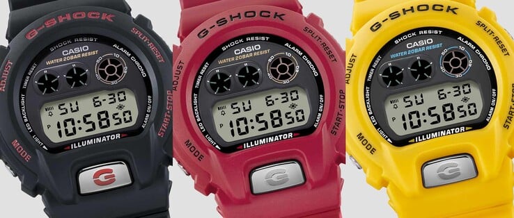 Новые часы Casio DW-6900TR выпускаются в трех цветах: черном, красном и желтом. (Источник изображения: Casio)