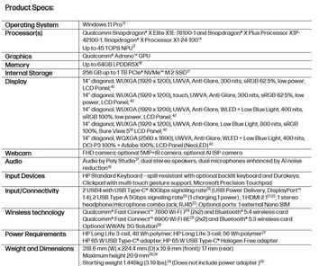 Технические характеристики HP EliteBook 6 G1q Next-Gen AI PC. (Источник изображения: HP)