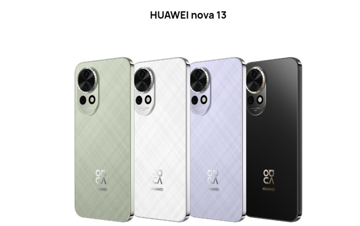 Huawei Nova 13 в черном, фиолетовом, белом и зеленом цветах (Источник изображения : Huawei)