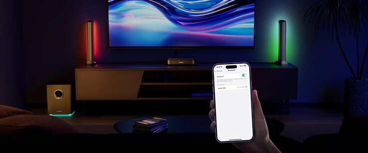 Светодиодная подсветка саундбара регулируется с помощью приложения (Источник изображения: Ultimea)