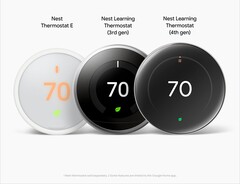 Термостат Nest Thermostat E, термостаты Nest Learning 3-го и 4-го поколения, бок о бок.  (Источник изображения: @MysteryLupin на X)