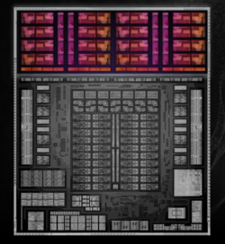 Иллюстрация Ryzen AI Max+ 395, процессор выделен красным цветом (источник: AMD)