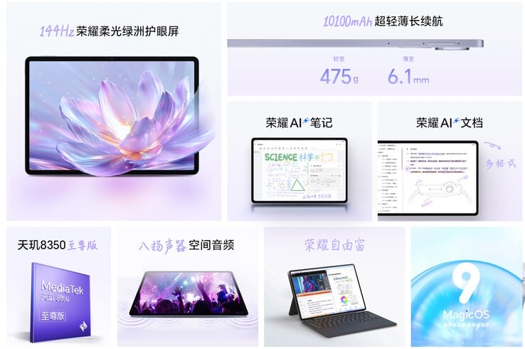 Довольно тонкий планшет рекламируется с функциями искусственного интеллекта (Источник изображения: Honor)