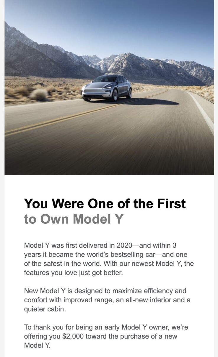 Новое предложение по скидке на Model Y для владельцев старых моделей.