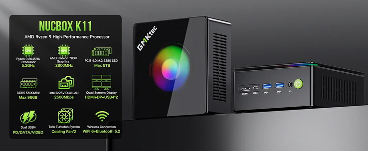 K11: Мини-ПК поставляется с RGB-подсветкой. (Источник изображения: GMKtec)