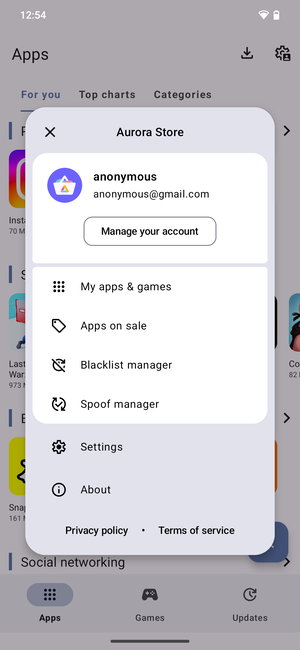 Aurora Store позволяет Вам загружать и обновлять приложения из Google Play через анонимный логин (Источник: AuroraStore)