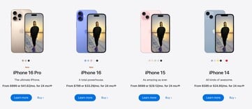 Appleна странице iPhone перед выпуском iPhone 16E появился iPhone 14. (Источник изображения: Apple)