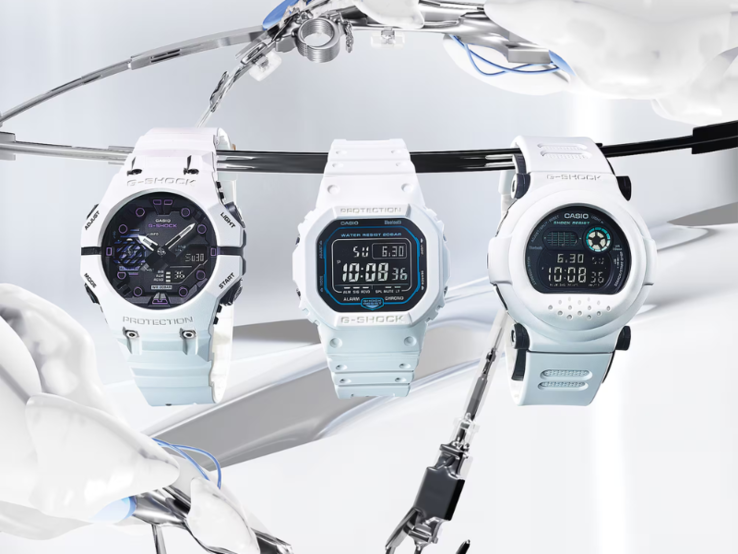 Слева направо: часы Casio GA-B001SF-7AJF, DW-B5600SF-7JF и G-B001SF-7JR. (Источник изображения: Casio)