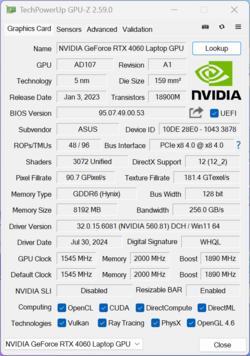 Ноутбук GPU-Z Nvidia GeForce RTX 4060