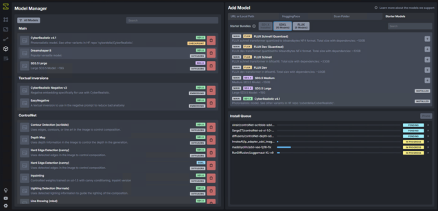 Вам нужно будет загрузить несколько предварительно обученных моделей, прежде чем Invoke AI начнет работать. Это можно сделать в Менеджере моделей (Источник изображения: Дэвид Деви)