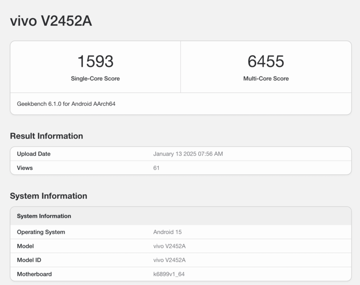 Листинг Geekbench потенциального iQoo Z10 Turbo. (Источник изображения: Geekbench)