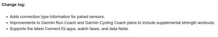Журнал изменений бета-версии обновления Garmin 13.07 для смарт-часов Venu 3 и Vivoactive 5. (Источник изображения: Garmin)