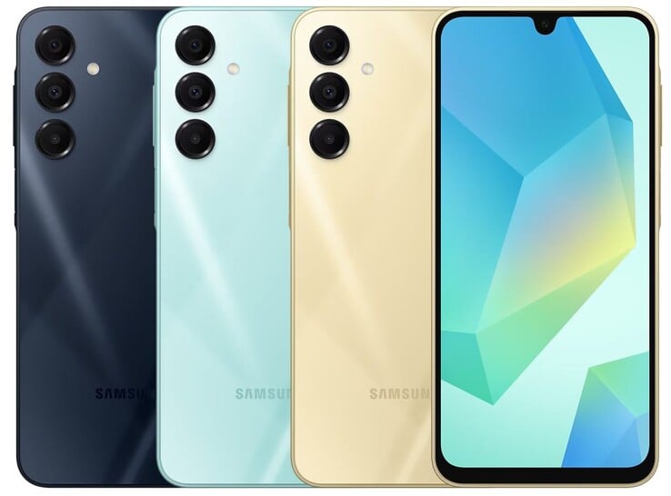 Samsung Galaxy A16 5G в синем, черном, золотом и светло-зеленом цветах (Источник изображения : Samsung))