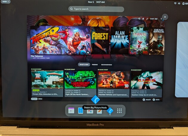 Native ARM Fedora с GNOME на Macbook Pro M1 под управлением Steam Big Picture (Источник изображения: Notebookcheck)