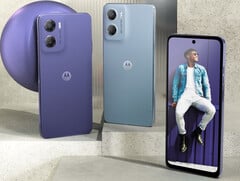 Motorola описывает цвета Moto E15 как Denim Blue, Misty Blue и Fresh Lavender. (Источник изображения: Motorola)