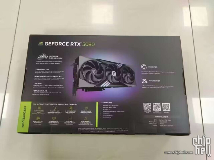 Nvidia GeForce RTX 5080 технические характеристики (источник изображения: Chiphell)