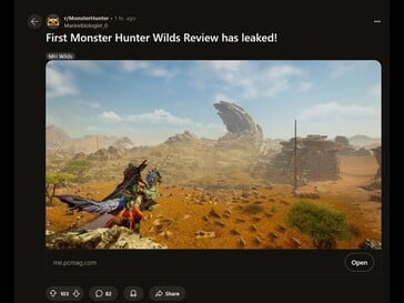 Сообщение Reddit об утечке информации из Monster Hunter Wilds Review (Источник изображения: Monster Hunter subreddit)