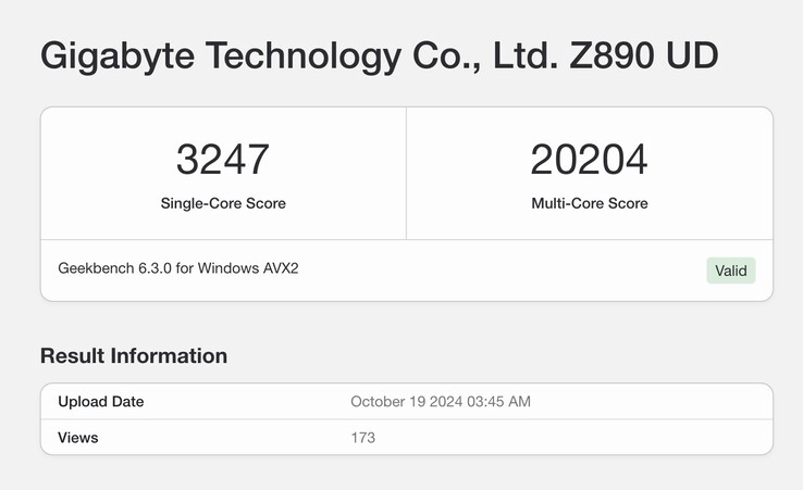 Процессор Core Ultra 285, похоже, обладает неплохой производительностью, несмотря на отсутствие поддержки гиперпоточности. (Источник изображения: Geekbench)