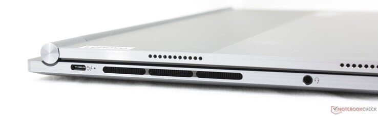 Слева (только в режиме ноутбука с Windows): USB-C 4.0 + Thunderbolt 4 w/ DisplayPort и Power Delivery, гарнитура 3,5 мм