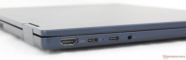 Слева: сетевой адаптер, HDMI 1.4b, USB-C 3.2 Gen. 2 w/ Thunderbolt 4 + DisplayPort + Power Delivery, 3,5 мм гарнитура